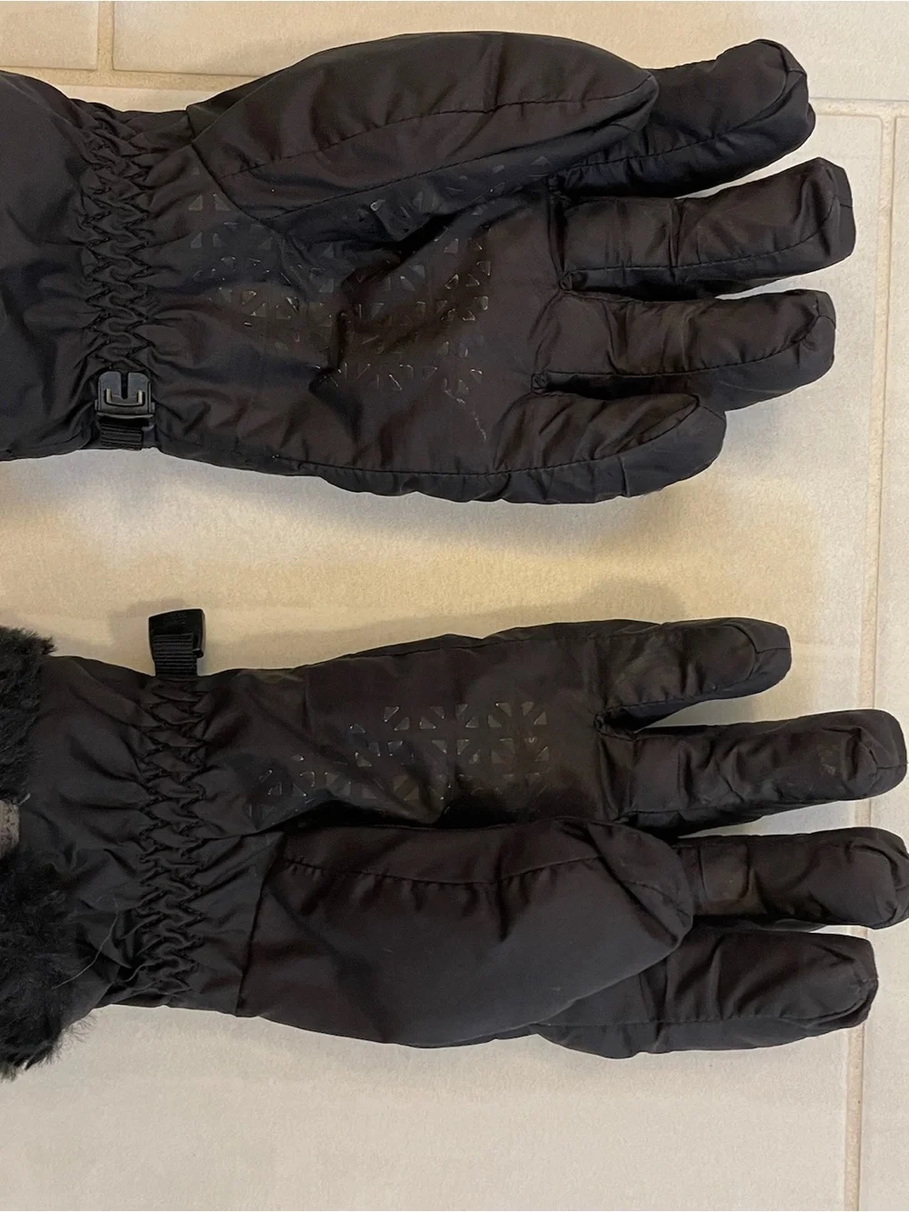 The North Face Black Faux Fur Cuff Insulated Mittens